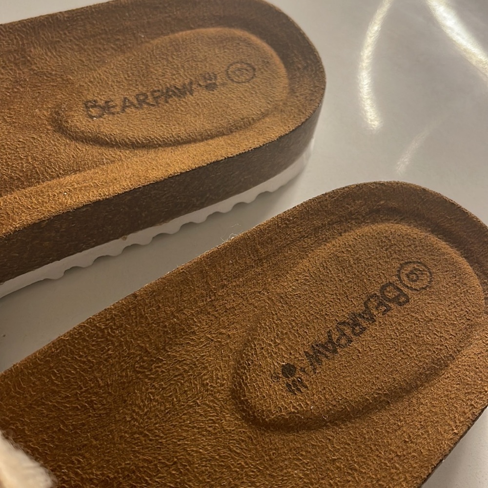 BEARPAW BETTINA BROWN TAN SUEDE SANDALS SLIDES SIZE 9 - Picture 4 of 6